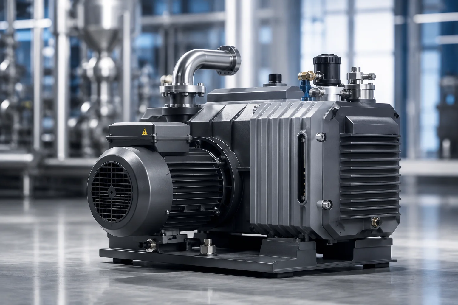 Moderne Trockenpumpen in einer industriellen Produktionsumgebung für saubere und effiziente Vakuumtechnik.