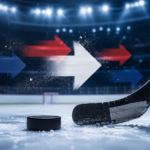 del2 gerüchte rund um Transfers und Vereinswechsel symbolisch dargestellt mit Eishockeyschläger und Puck auf einer Eisfläche.